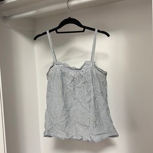 Madewell XS Blue and White Tank Top with adjustable, elastic back with tie-knots